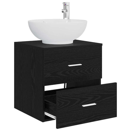 vidaXL Badezimmer Waschtisch-Einheit M49.5xB44.5xH66.5cm Schwarze Eiche