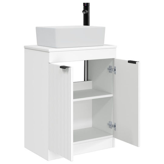 vidaXL Păg Bancă cu Lavoar și Oglindă M54xA35xÎ83cm Alb