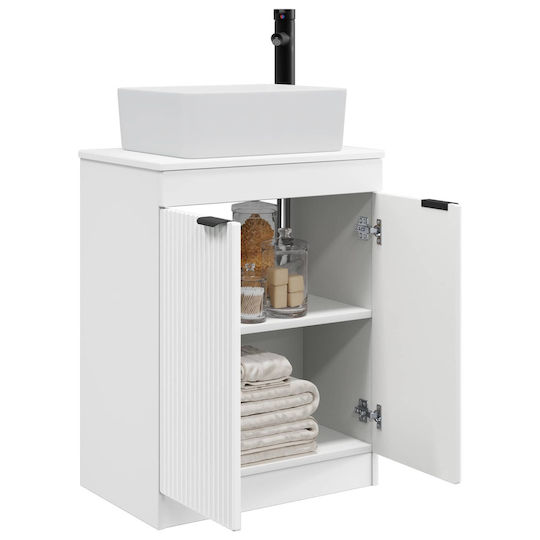 vidaXL Păg Bancă cu Lavoar și Oglindă M54xA35xÎ83cm Alb