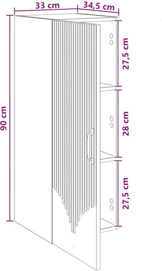 Ντουλάπι Κρεμαστό Καφέ 33x34.5x90εκ.