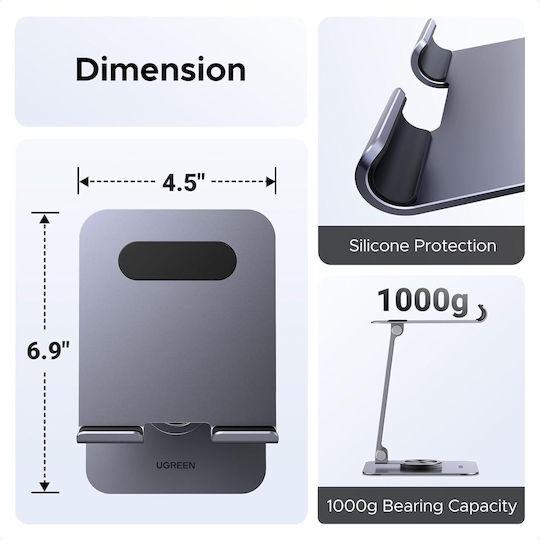 Ugreen Suport Tablet Telefon Bază Rotativă 360° Unghi Reglabil Portabil Capacitate de Încărcare 1kg Dispozitive Compatibile Între 10-33 Cm
