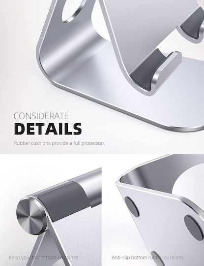 Lamicall Tablet Phone Stand Adjustable Angle High Stability Compatible Devices 10-33 Cm Silver