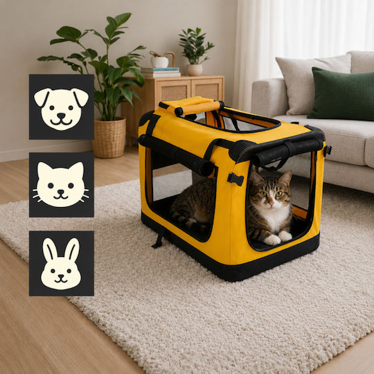 Geantă Pentru Transport Câine / Pisică Până La 25kg Galbenă L60xL44xÎ42cm
