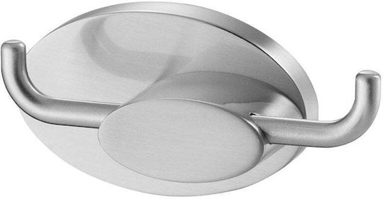 Bisk Άγκιστρο Μπάνιου Διπλό με Βίδες Ασημί
