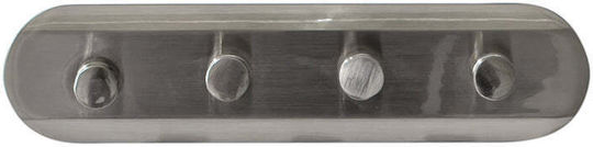 Bisk Bathroom Hook 4 Prongs with Screws Silver