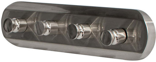 Bisk Bathroom Hook 4 Prongs with Screws Silver