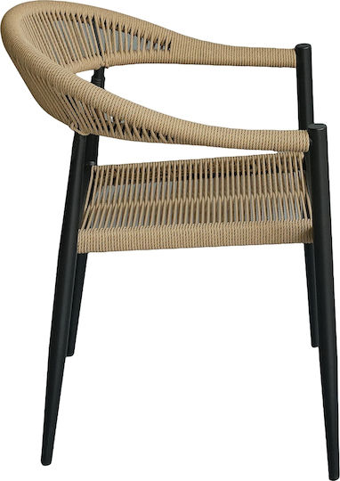 Καρέκλα Malindi Μαύρο/φυσικό 56x56x78εκ.