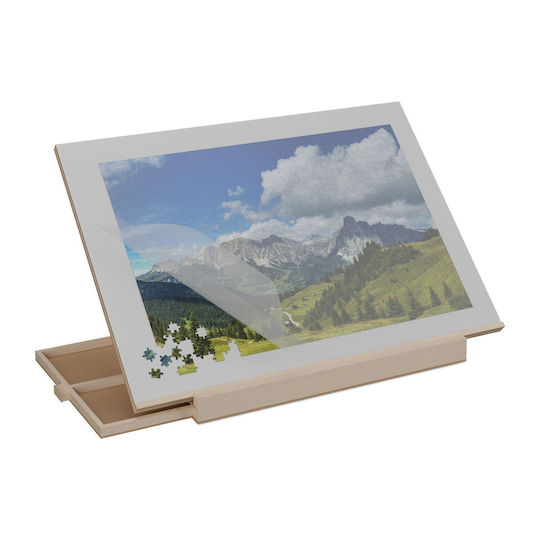 Tavă Înclinată Pentru Puzzle Cu 2 Sertare 1000 Piese Gri Natural 6.5x56x79 Cm