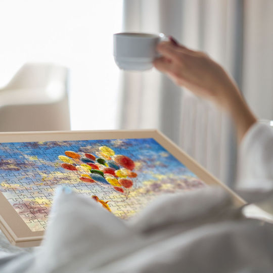 Relaxdays Kipp- und Dreh-Puzzle-Tisch Hellbraun 4x67x93 cm