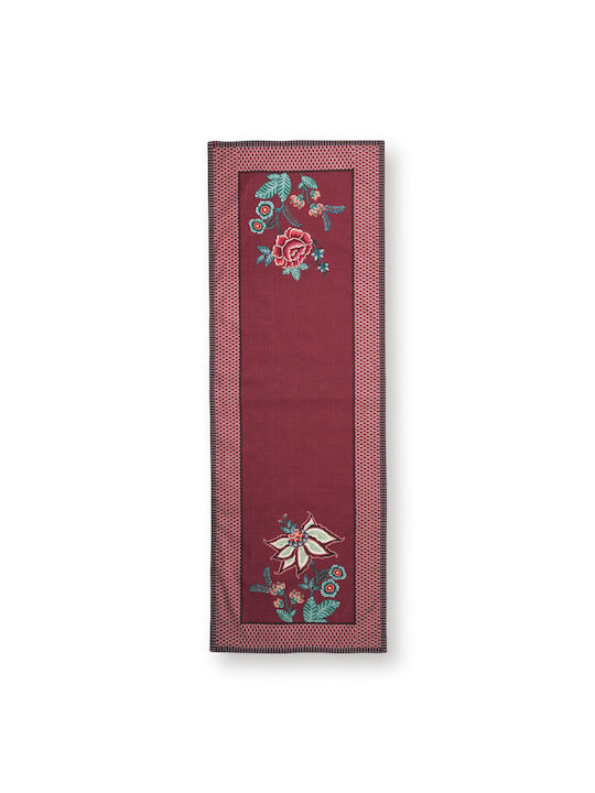 PiP Studio Runner Cotton Flower Festival Dark Pink 50x150cm