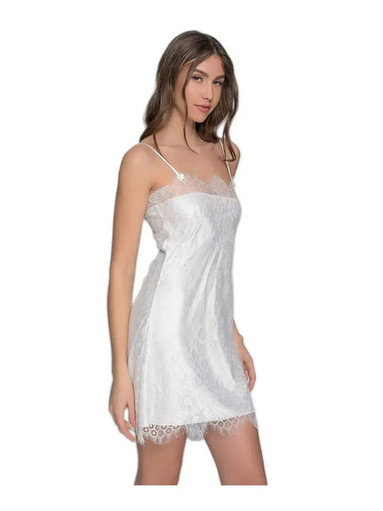 Milena by Paris Summer Satin Bridal Women's Nightdress with String Ivory Coast