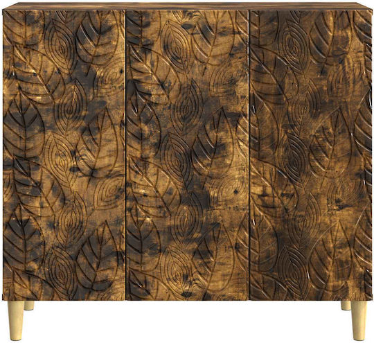 Wooden Sideboard Smoked Oak Wood 89x34.5x80cm