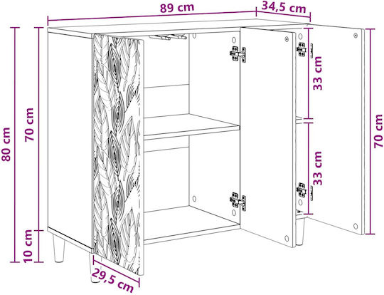 Wooden Sideboard Oak 89x34.5x80cm