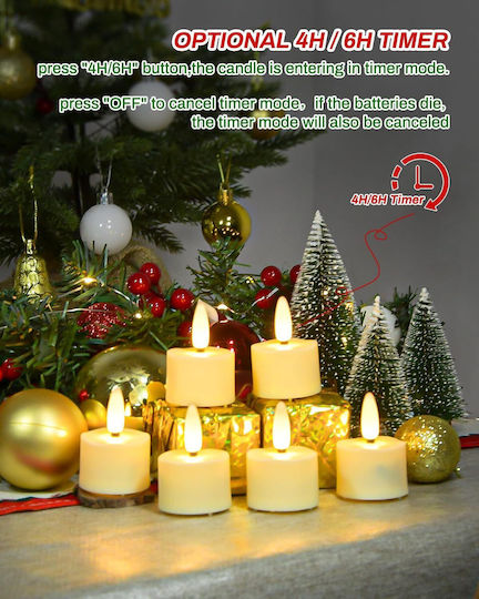 Lumânări Tealight LED Decorative de Atmosferă cu Baterie Albe 6 Bucăți cu Telecomandă