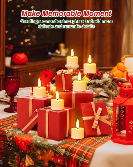 Lumânări Tealight LED Decorative de Atmosferă cu Baterie Albe 6 Bucăți cu Telecomandă