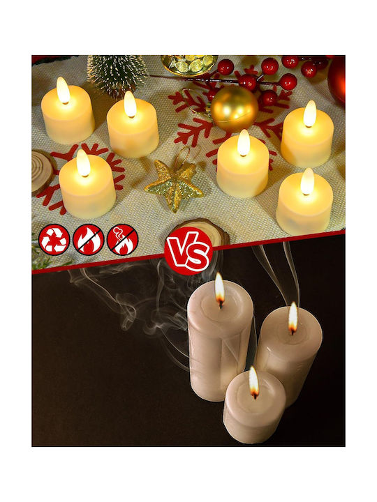 Led Battery-powered Tealight Candles Mood Decorative White 6pcs Remote