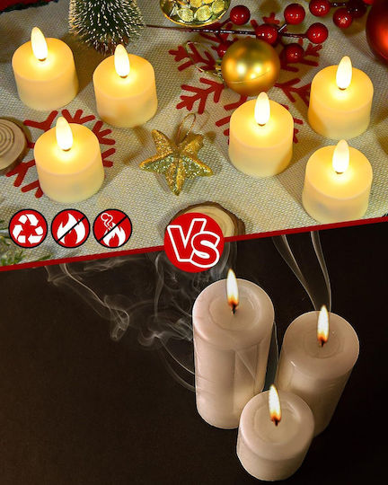Lumânări Tealight LED Decorative de Atmosferă cu Baterie Albe 6 Bucăți cu Telecomandă