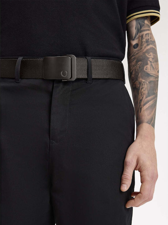 Men's Leather Webbing Belt Black