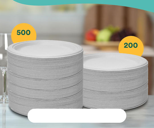 Χάρτινα Πιάτα 15 Cm Κομποστοποιήσιμα Eco Soul 1000 Τεμάχια Μιας Χρήσης Λευκά