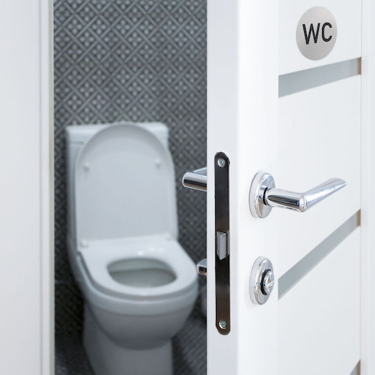 Relaxdays Set 4 Self-adhesive Wc Signs Black Silver 10x0.16x10 Cm