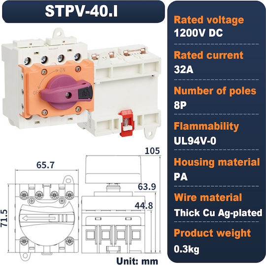 Sinotimer Comutator Cu Patru Poli Pentru Panoul Electric 1200V 32A