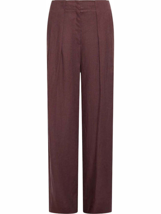 Women's Linen Trousers Burgundy