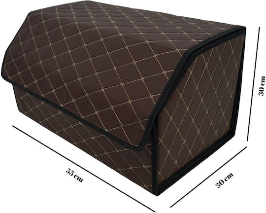Cutie Depozitare Auto Alista Home Premium Organizator Portbagaj Geantă Multifuncțională Din Piele Ecologică Rezistentă La Uzură Pliabilă 2 Compartimente De Depozitare Maro Havana 55 X 30 X 30cm
