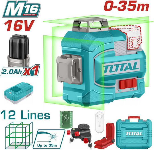 Total Γραμμικό Αλφάδι Laser Πράσινης Δέσμης 16V