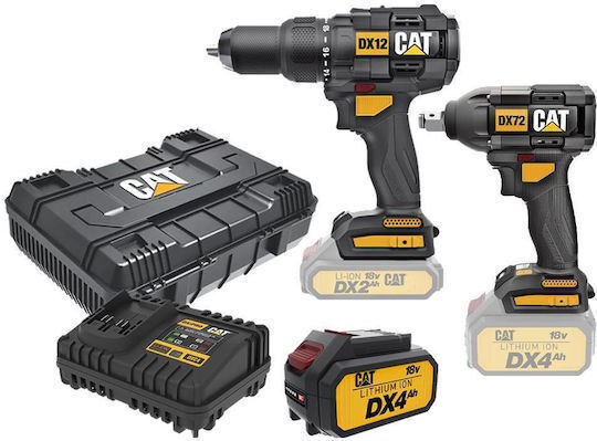 CAT COMBO-06 Set Schlagbohrschrauber & Schlagschrauber 18V mit 1 Batterie 4Ah und Hülle