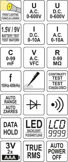 Yato Digital Multimeter True RMS with AC / DC / Capacitance Measurement YT-73094