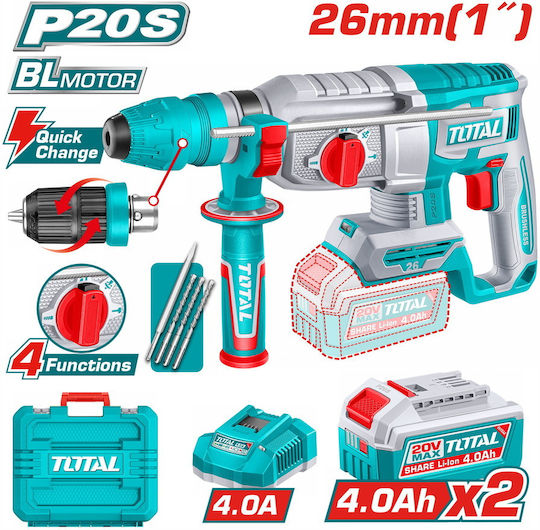 Total Κρουστικό Σκαπτικό Πιστολέτο Μπαταρίας Brushless 20V Solo με Υποδοχή SDS Plus TRHLI20268