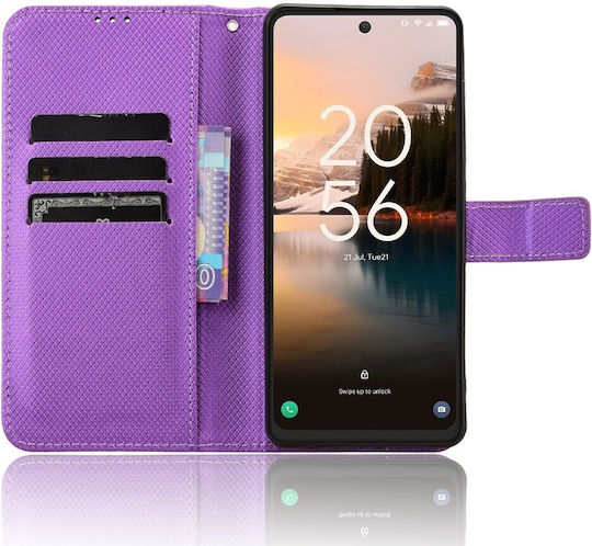 Diamond Texture Book Tempered Glass Violet (TCL 40 NXTPAPER 4G - TCL 40 NXTPAPER)