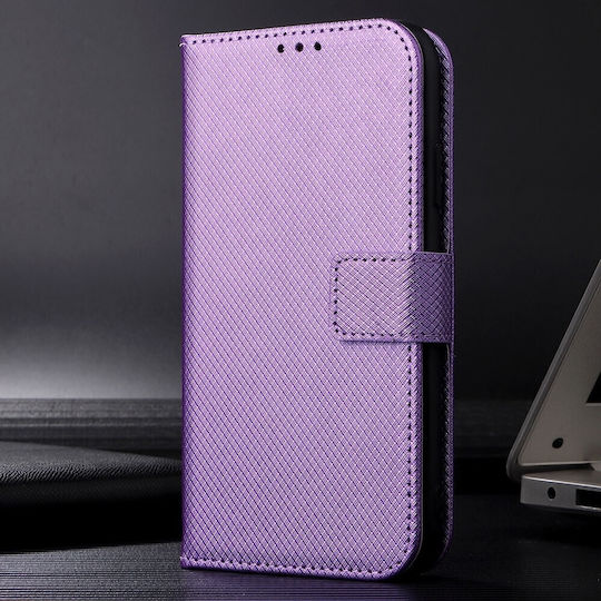 Diamond Texture Book Tempered Glass Violet (TCL 40 NXTPAPER 4G - TCL 40 NXTPAPER)