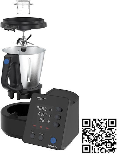 Taurus Mycook 1.8 Blender Comercial Profesional 1kW Termomixer Gri cu Memorie Internă Capacitate Recipient 2lt 35x27x29cm