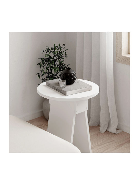 Round Side Table Chen Wooden White W42xL42xH50cm