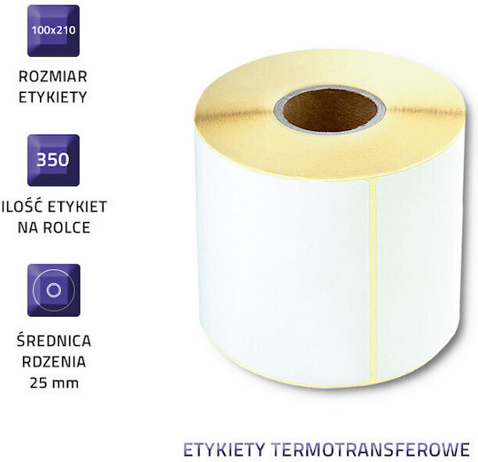 Qoltec 350 Self-Adhesive Label Rolls for Label Printer 100x210mm 1pcs