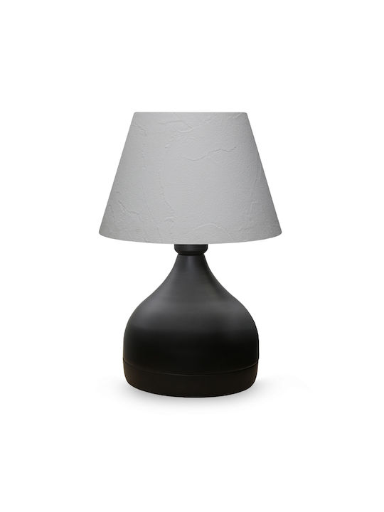 Megapap Hubert Metal Table Lamp for Socket E27 with Gray Shade and Black Base