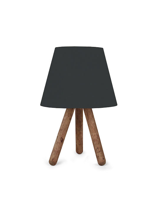 Megapap Lander Wood Table Lamp for Socket E27 with Black Shade and Brown Base