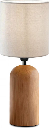 Megapap Cora Wood Table Lamp for Socket E14 with Beige Shade and Base