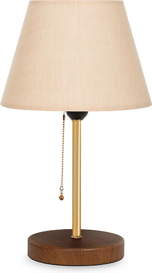 Megapap Tipton Metal Table Lamp for Socket E27 with Beige Shade and Gold Base