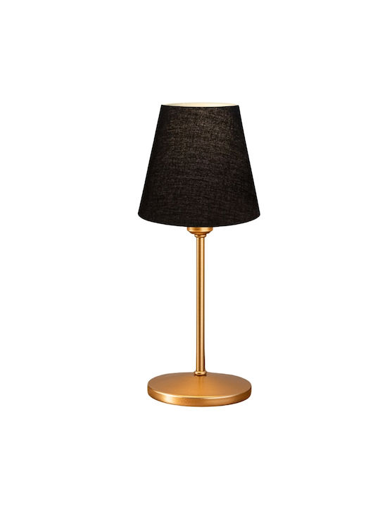Megapap Santo Fabric Table Lamp for Socket E27 with Black Shade and Gold Base
