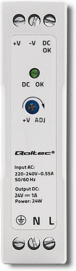 Qoltec DIN-Schienen-Netzteil mit Ausgang 24V und Leistung 24W 1A