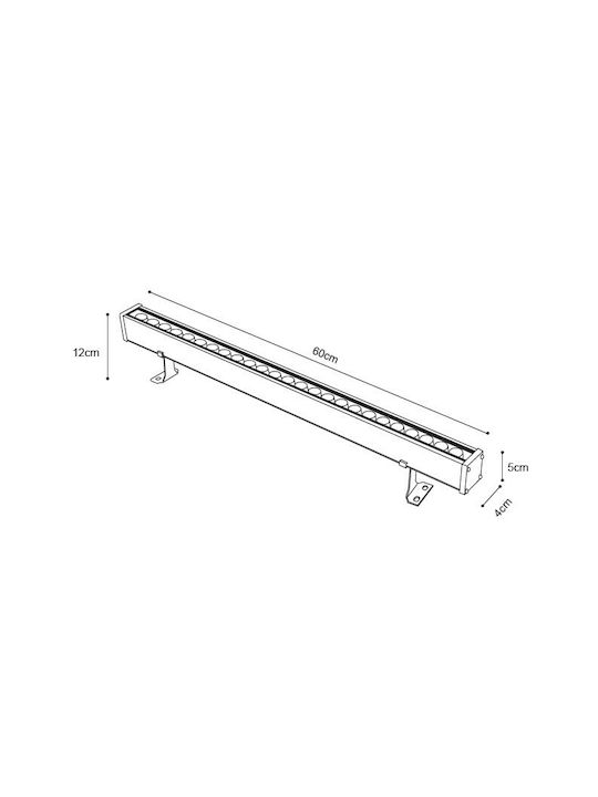 Inlight Εξωτερικό Φωτιστικό LED Wall Washer 24W RGB Ασημί