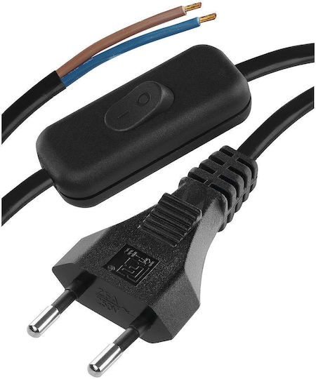 Emos Καλώδιο Ρεύματος με Διατομή 2x0.75mm² σε Μαύρο Χρώμα 1m