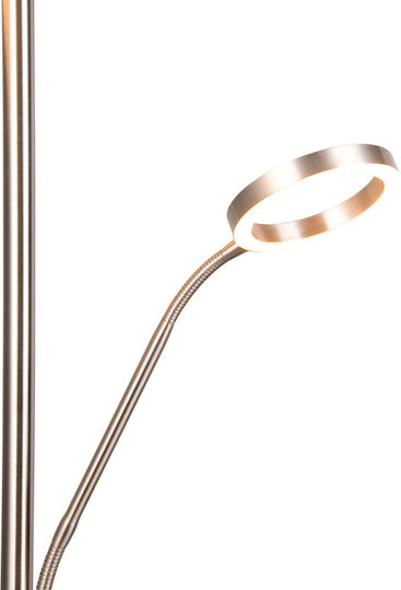 Trio Lighting Willis LED Floor Lamp H180xW40cm. with Adjustable White Light 5150lm Silver