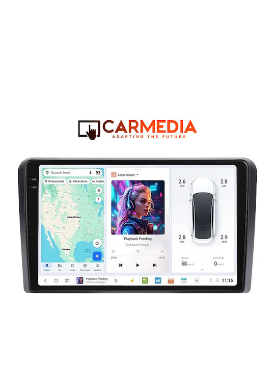 Carmedia Car Audio System for Fiat Panda 2003-2012 (Bluetooth/USB/WiFi/GPS/Apple-Carplay/Android-Auto) with Touch Screen 9.5"