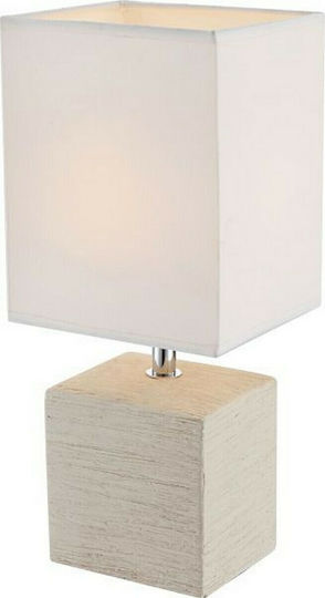 Globo Lighting Κεραμικό Πορτατίφ για Ντουί E14 με Λευκό Καπέλο και Μπεζ Βάση