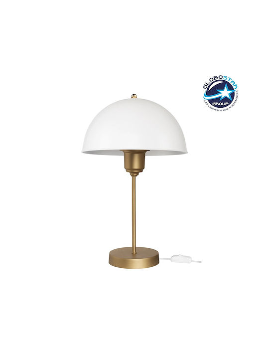 GloboStar Plastic Vintage Table Lamp for Socket E27 with White Shade and Gold Base