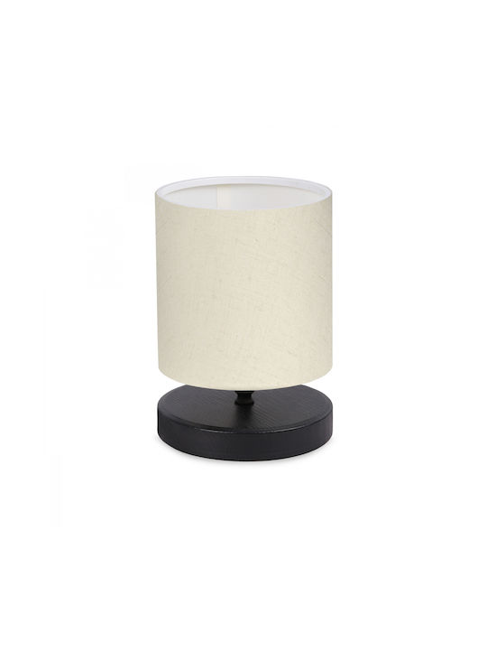 GloboStar Minnie Wood Table Lamp for Socket E14 with White Shade and Black Base