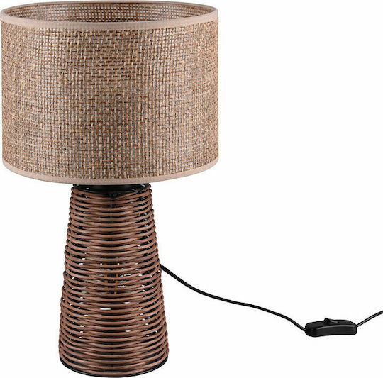 Trio Lighting Straw Vintage Πορτατίφ για Ντουί E27 με Μπεζ Καπέλο και Καφέ Βάση